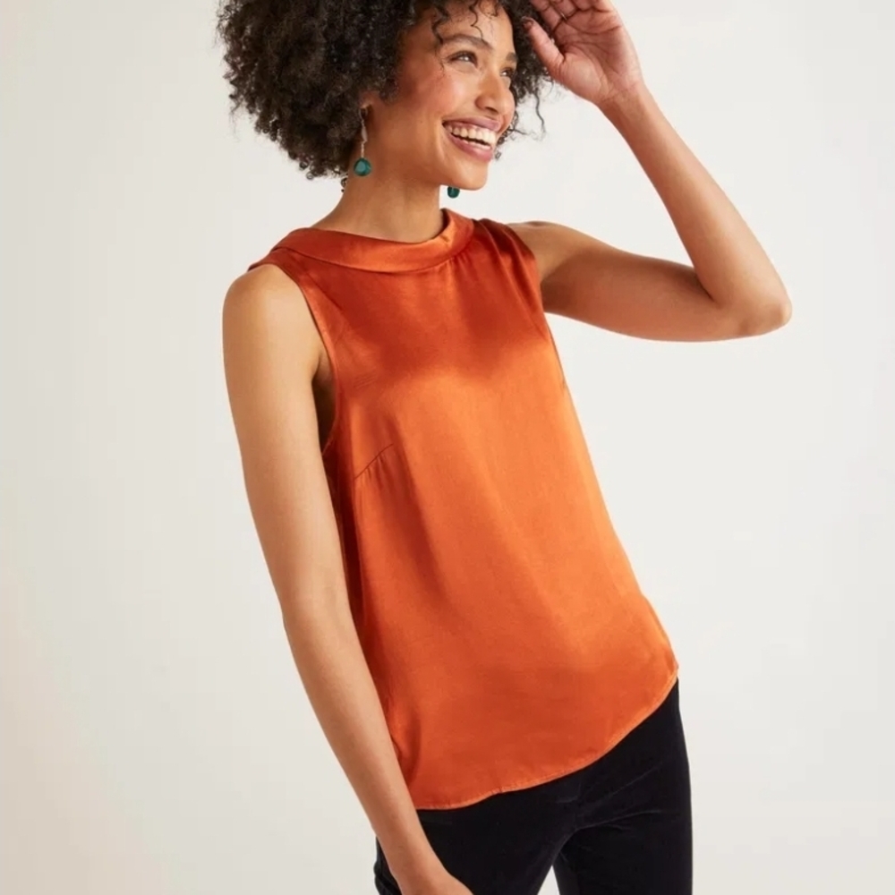 Boden Beatrix Sleeveless Satin Blouse - Rust Euc!